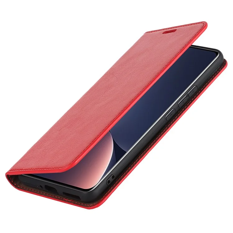 Оригинальный кожаный чехол для Xiaomi 12 Pro 5G/12S Pro 5G/12 Pro (Dimensity) 5G, противоударный бумажник со стойкой, текстура "Crazy Horse" - Красный