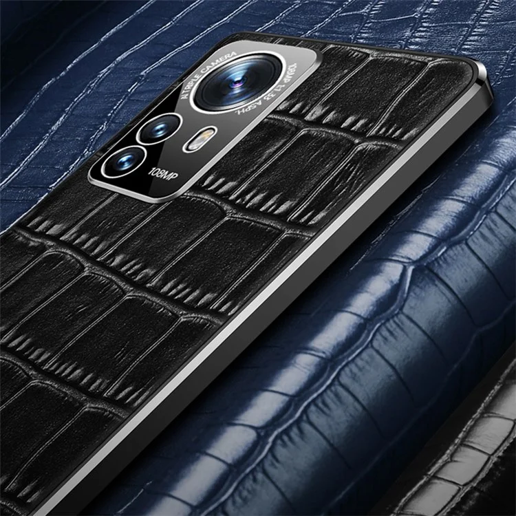 Para Xiaomi 12 Pro 5G/12S Pro 5G/12 Pro (dimensidad) 5G Estilecho Crocodile de la Textile Crocodile Caso Anti-caza de Cuero de Cuero Genuino de Caza TPU TPU Shell - Rojo