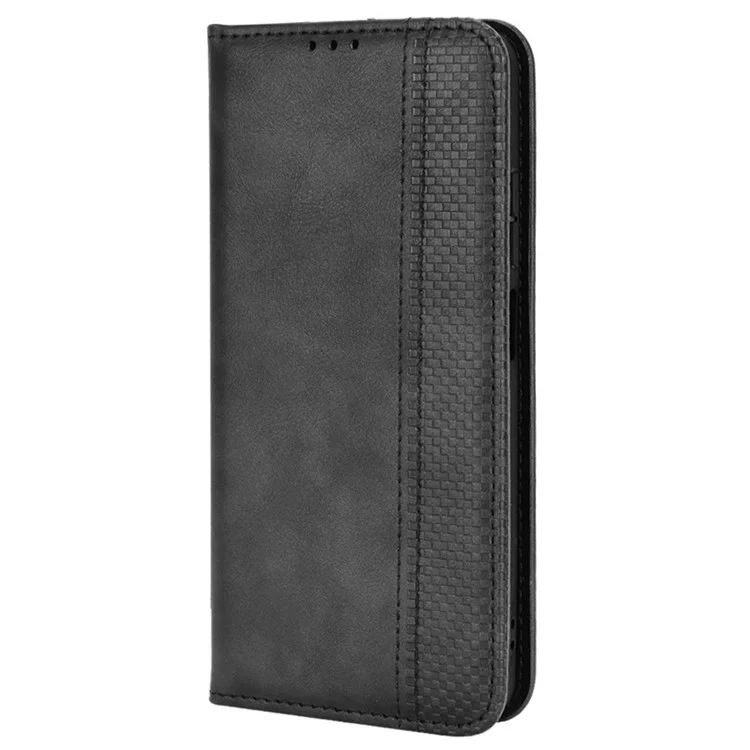 Para Xiaomi Poco X4 Pro 5g Mosaico Impresso Vintage Caso Casal de Caso Vista Stand Carteira Tampa de Flip de Absorção Magnética - Preto