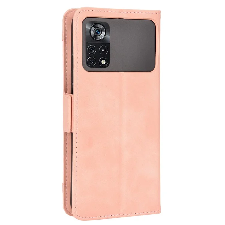 Für Xiaomi Poco X4 Pro 5G Magnetic Flip Leder Brieftasche Karton Slots Standbuch Schockdes TPU Innenschale - Rosa