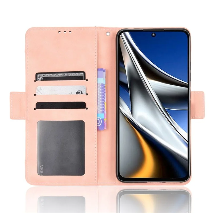 Für Xiaomi Poco X4 Pro 5G Magnetic Flip Leder Brieftasche Karton Slots Standbuch Schockdes TPU Innenschale - Rosa