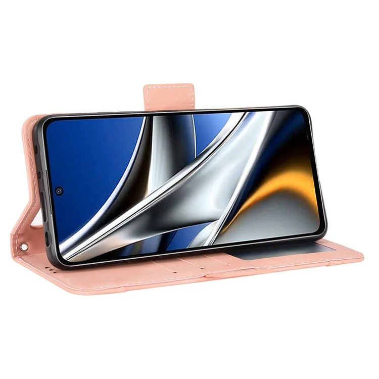 Für Xiaomi Poco X4 Pro 5G Magnetic Flip Leder Brieftasche Karton Slots Standbuch Schockdes TPU Innenschale - Rosa