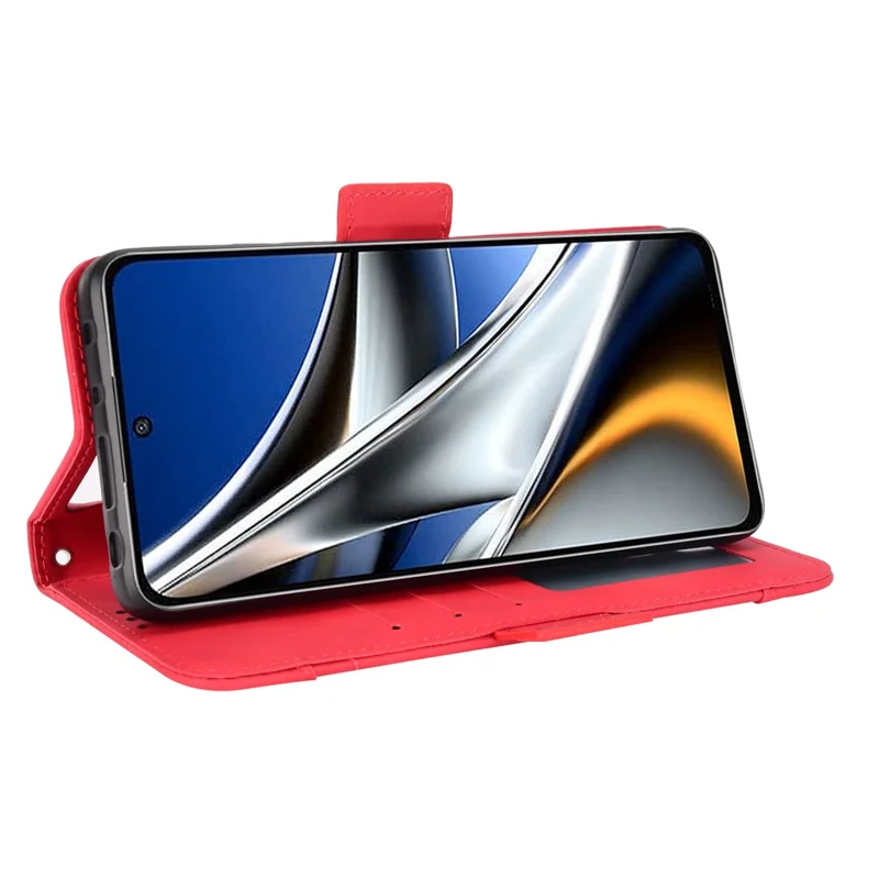 For Xiaomi Poco X4 Pro 5G Magnetic Flip Leather Wallet Case Card Slots Stand Book Shockproof TPU Inner Shell - Red