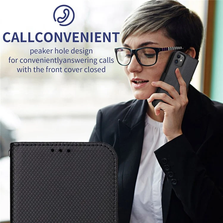 Para Xiaomi Poco M4 Pro 4G Wallet Case de Teléfono PU Cuero Magnético Cierre de Diamante Soporte Flip Cubierta Con Correa - Negro
