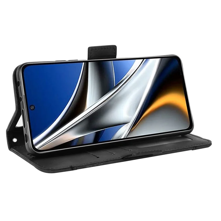 Per Xiaomi Poco M4 Pro 4G Protezione completa Stand Design Portafoglio Flip Case PU Pelle Chiusura magnetica Custodia protettiva con slot per più schede - Nero