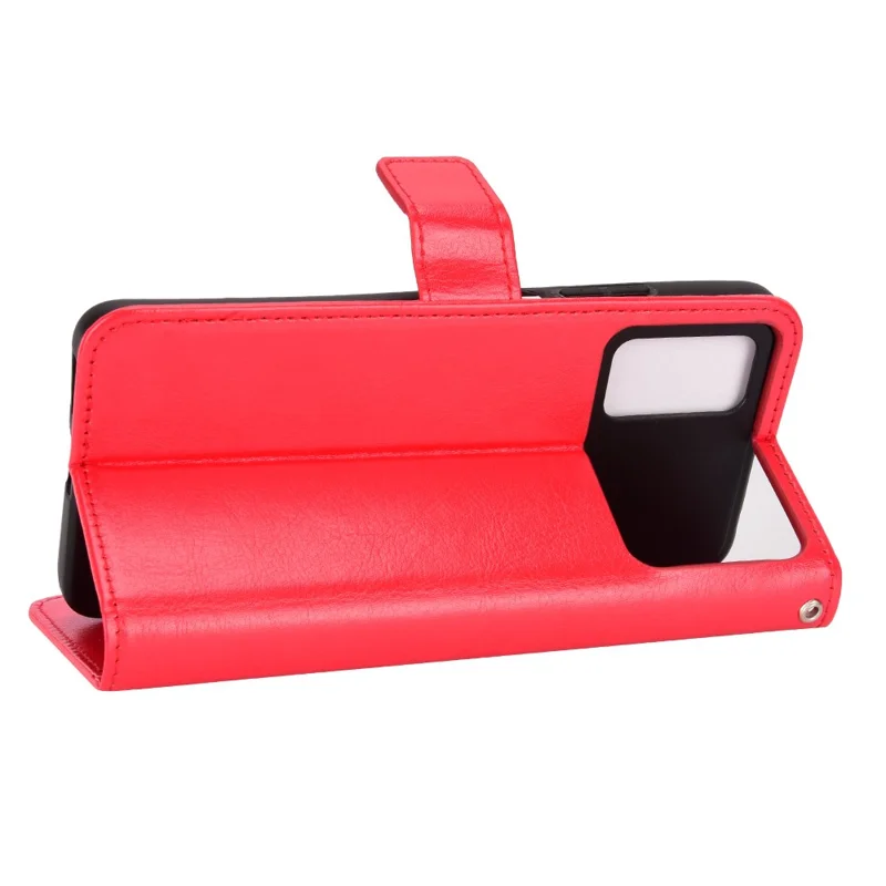 Para Xiaomi Poco M4 Pro 4G Funda Billetera de Cuero con Textura de Caballo Loco Función de Soporte Funda Interna Suave de TPU con Correa - Rojo