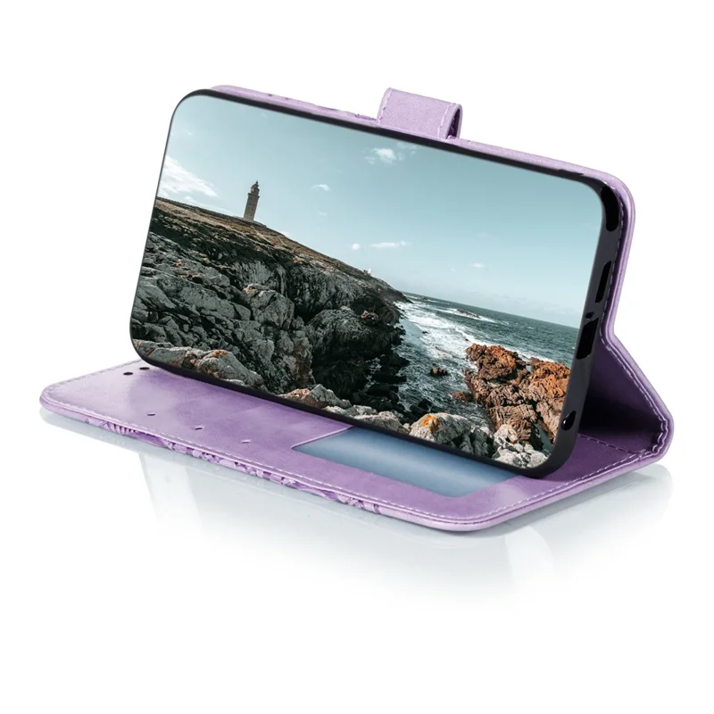 Für Xiaomi Poco M4 Pro Spruding Mandala Blume Flip PU Leder -telefon Hülle Ständer Magnetische Schließung Schutz Telefonabdeckung Mit Riemen - Violett