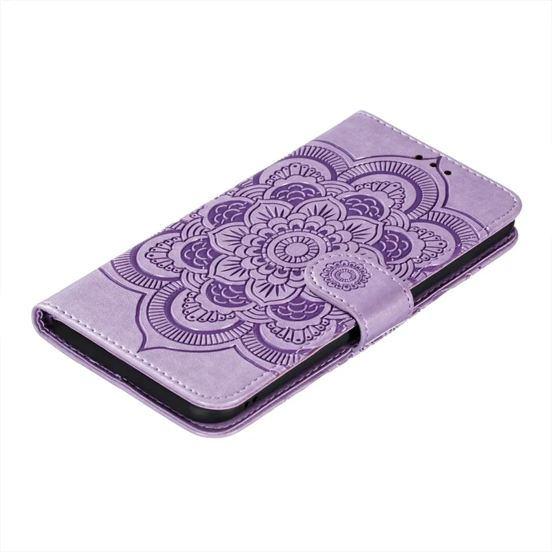 Für Xiaomi Poco M4 Pro Spruding Mandala Blume Flip PU Leder -telefon Hülle Ständer Magnetische Schließung Schutz Telefonabdeckung Mit Riemen - Violett