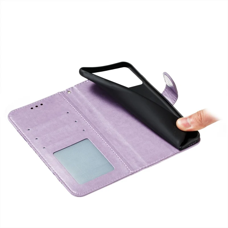 Für Xiaomi Poco M4 Pro Spruding Mandala Blume Flip PU Leder -telefon Hülle Ständer Magnetische Schließung Schutz Telefonabdeckung Mit Riemen - Violett