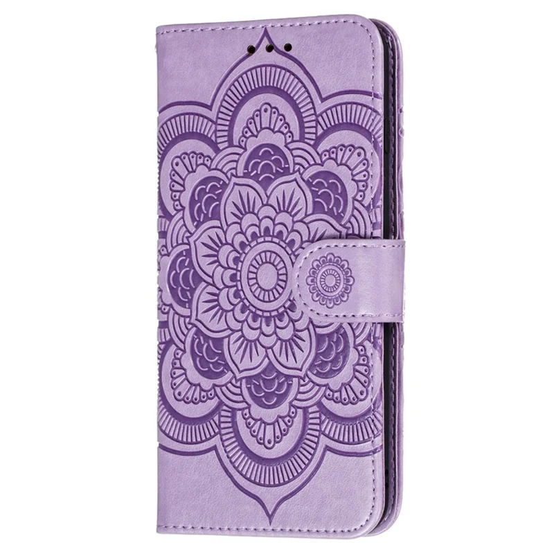 Für Xiaomi Poco M4 Pro Spruding Mandala Blume Flip PU Leder -telefon Hülle Ständer Magnetische Schließung Schutz Telefonabdeckung Mit Riemen - Violett