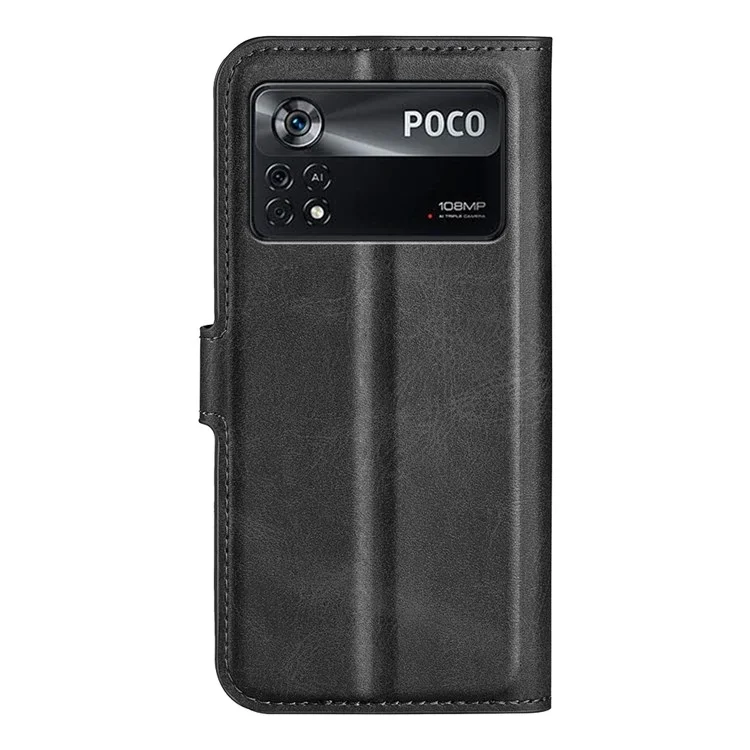 Case de Cuero Folio Flip Para Xiaomi Poco X4 Pro 5G, Cubierta Del Teléfono de Cierre Magnético Con Billetera de Soporte - Negro