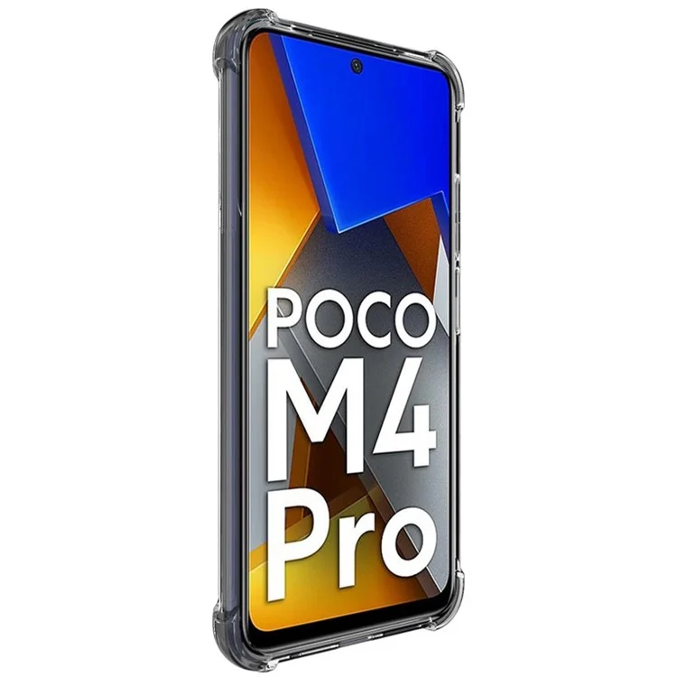 IMAK Airbag Anti-Drop Case per Xiaomi Poco M4 Pro Custodia Slim TPU Telefono Copertura Antishock Trasparente Protettore con Pellicola Protettiva per lo Schermo - Nero Trasparente