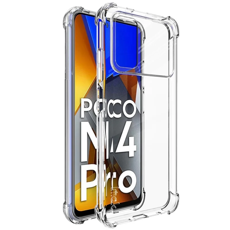 IMAK Airbag Anti-Drop Case for Xiaomi Poco M4 Pro Slim TPU Phone Cover Shockproof Clear Protector with Screen Protector - Transparent