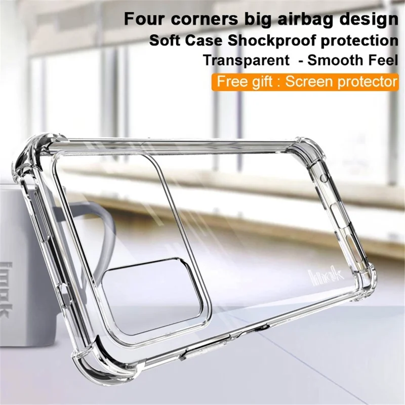 IMAK Airbag Anti-Drop Case for Xiaomi Poco M4 Pro Slim TPU Phone Cover Shockproof Clear Protector with Screen Protector - Transparent