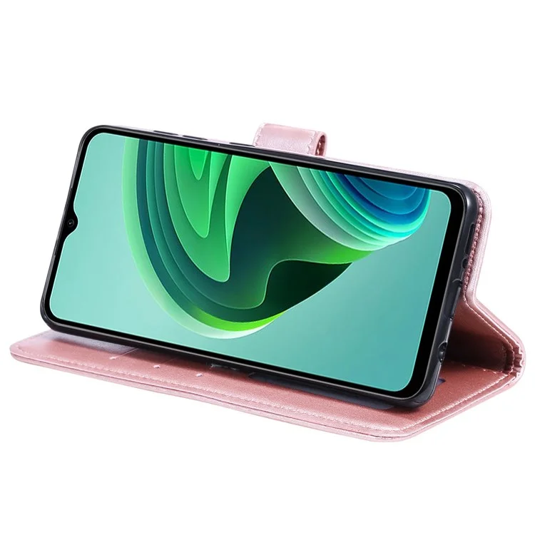For Xiaomi Redmi Note 11E 5G / Redmi 10 5G / Redmi 10 Prime+ 5G Anti-collision Wallet Stand Design Imprinted Mandala Flower PU Leather Phone Flip Cover Phone Case - Rose Gold