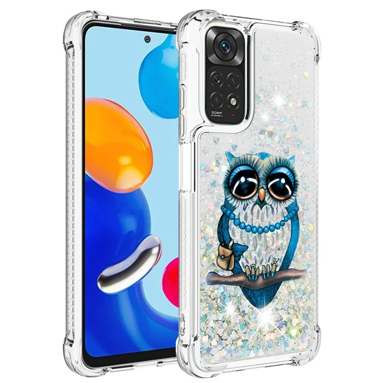 For Xiaomi Redmi Note 11 4G (Qualcomm) / Note 11S 4G TPU Case with Quicksand and Pattern Printed - Owl