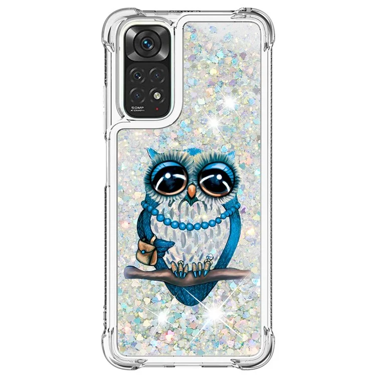 For Xiaomi Redmi Note 11 4G (Qualcomm) / Note 11S 4G TPU Case with Quicksand and Pattern Printed - Owl