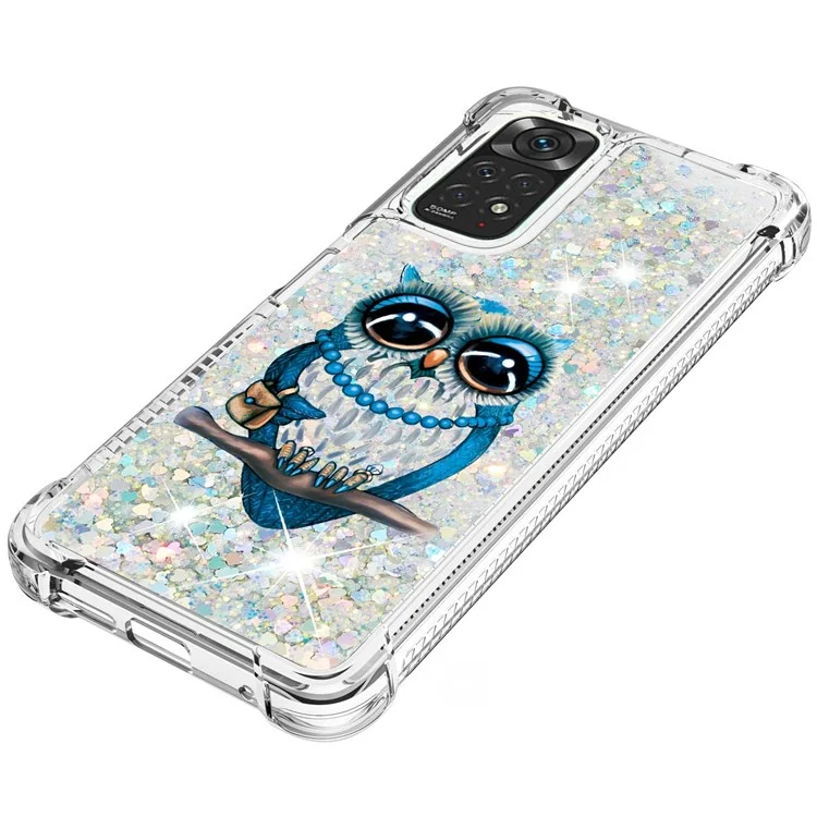 For Xiaomi Redmi Note 11 4G (Qualcomm) / Note 11S 4G TPU Case with Quicksand and Pattern Printed - Owl