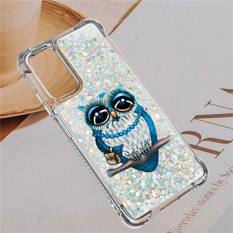For Xiaomi Redmi Note 11 4G (Qualcomm) / Note 11S 4G TPU Case with Quicksand and Pattern Printed - Owl
