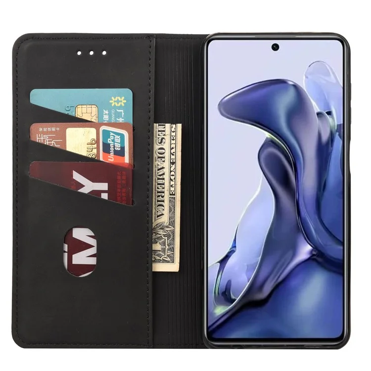 Pour Xiaomi Poco X4 Pro 5G Splicing PU Leather Phone Case Full Protection Skin-feeling Touch Stand Flip Wallet Cover - Noir