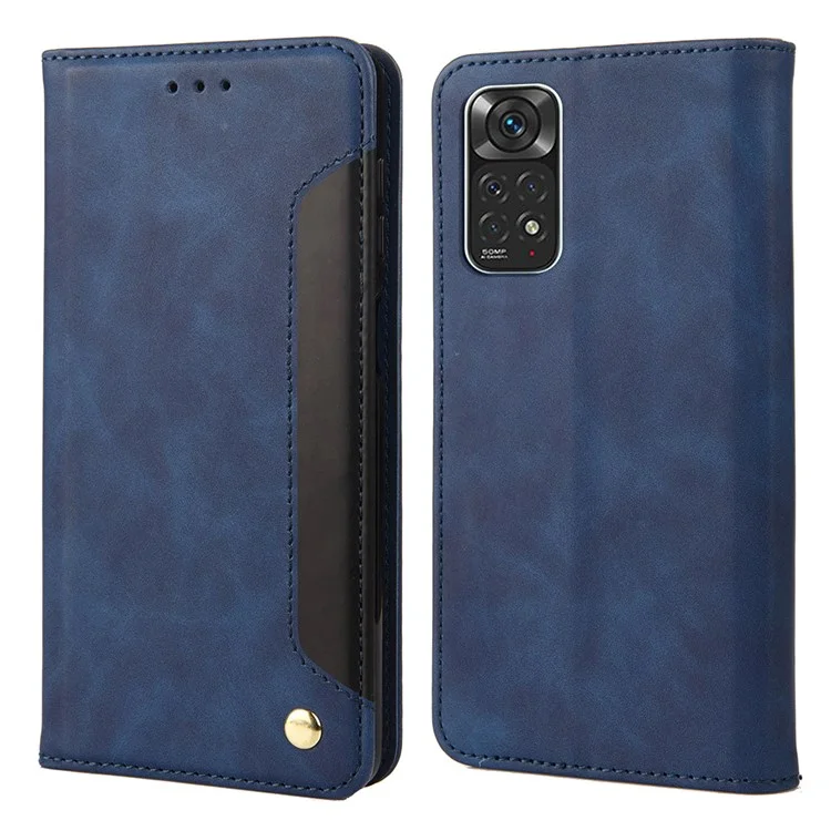 Pour Xiaomi Redmi Note 11 4G (Qualcomm) / RedMI Note 11S 4G Touch Skin-Touch Sentier Stand Touch Stand Cover Portefeuille Portefeuille Portefeuille Étui De Téléphone Épassage Coque En Cuir - Bleu