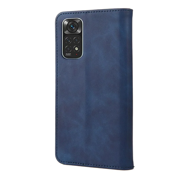 Pour Xiaomi Redmi Note 11 4G (Qualcomm) / RedMI Note 11S 4G Touch Skin-Touch Sentier Stand Touch Stand Cover Portefeuille Portefeuille Portefeuille Étui De Téléphone Épassage Coque En Cuir - Bleu