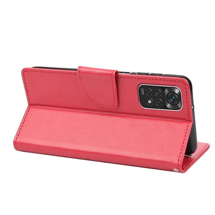 Per Xiaomi Redmi Note 11 4G (Qualcomm)/Redmi Note 11S 4G Imprinted Flowers Butterflies Pattern PU Leather Cover Wallet Stand Phone Case Shell - Rosso