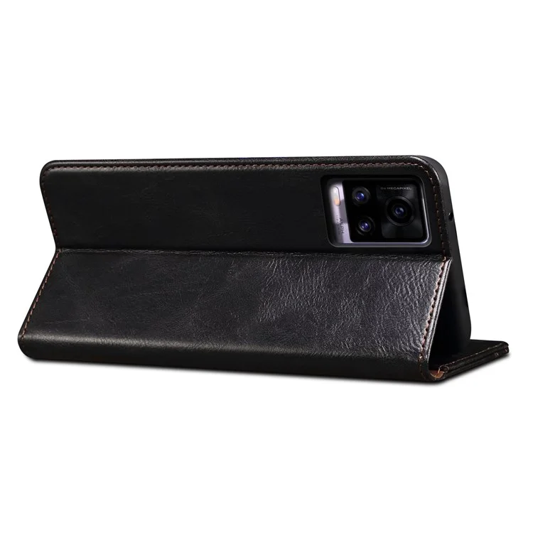 Per Xiaomi Poco X4 Pro 5G Custodia Portafoglio per Telefono, Custodia Protettiva, Custodia a Flip Folio, Texture Crazy Horse Cerata, Magnetica Auto-assorbita, Custodia in Pelle con Guscio Interno in TPU con Supporto - Nero