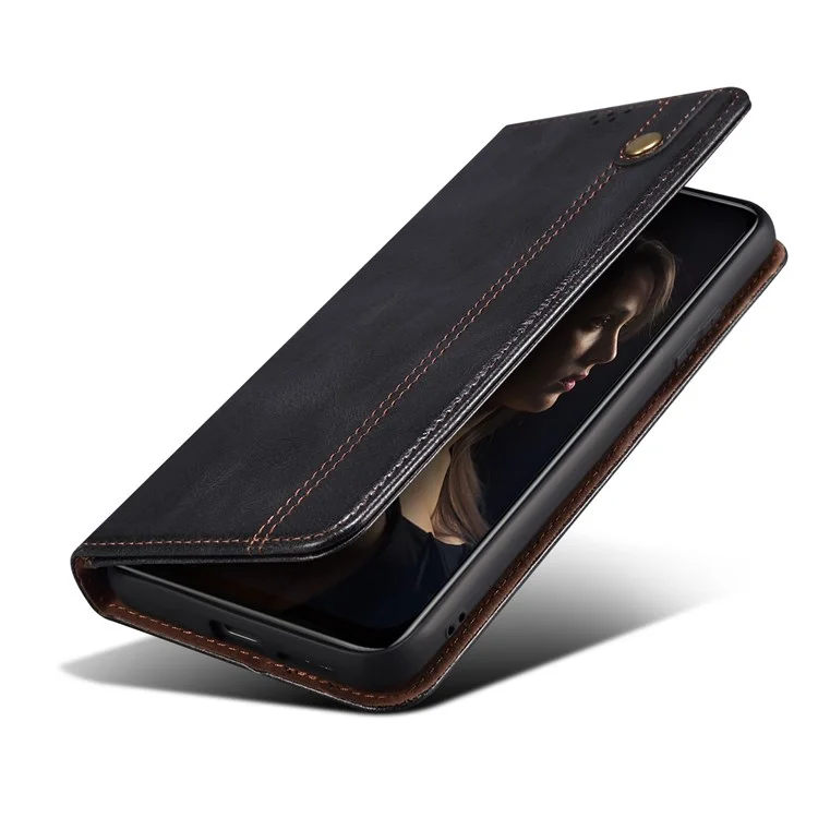 Per Xiaomi Poco X4 Pro 5G Custodia Portafoglio per Telefono, Custodia Protettiva, Custodia a Flip Folio, Texture Crazy Horse Cerata, Magnetica Auto-assorbita, Custodia in Pelle con Guscio Interno in TPU con Supporto - Nero