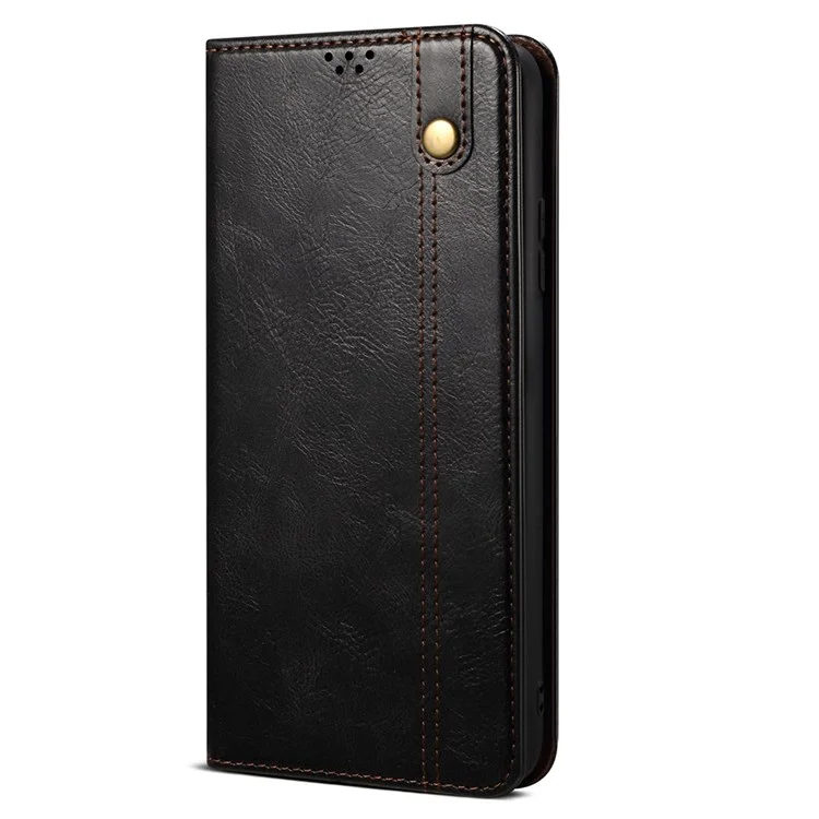 Per Xiaomi Poco X4 Pro 5G Custodia Portafoglio per Telefono, Custodia Protettiva, Custodia a Flip Folio, Texture Crazy Horse Cerata, Magnetica Auto-assorbita, Custodia in Pelle con Guscio Interno in TPU con Supporto - Nero