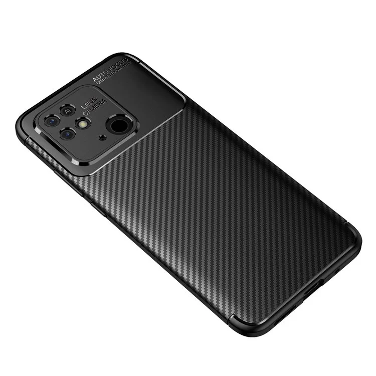 For Xiaomi Redmi 10C / Poco C40 Carbon Fiber Texture TPU Case Anti-drop Protection Phone Cover - Black