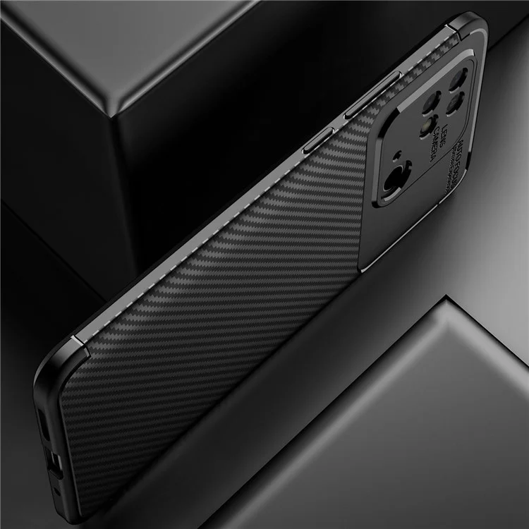 For Xiaomi Redmi 10C / Poco C40 Carbon Fiber Texture TPU Case Anti-drop Protection Phone Cover - Black