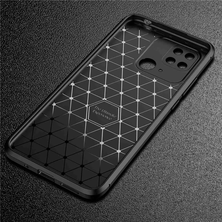 For Xiaomi Redmi 10C / Poco C40 Carbon Fiber Texture TPU Case Anti-drop Protection Phone Cover - Black