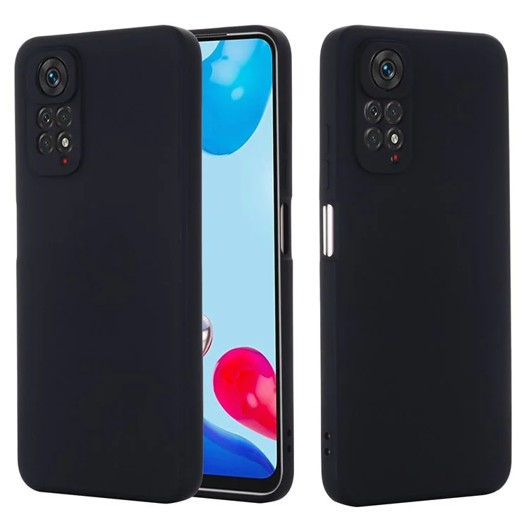 Para Xiaomi Redmi Nota 11S 4G / Nota Redmi 11 4G (Qualcomm) Caso De Telefone De Silicone Líquido Capa De Proteção Anti-riscos Suave De Silkky Com Cinta - Preto