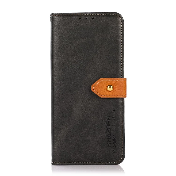 KHAZNEH Custodia a Portafoglio in Pelle Flip per Xiaomi Poco X4 Pro 5G, Fibbia Magnetica Dorata Vista Supporto TPU Shell Folio Cover - Nero