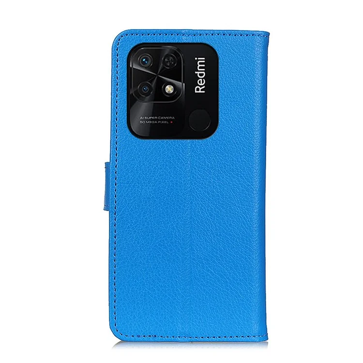 For Xiaomi Redmi 10C 4G Litchi Texture Stand PU Leather Phone Case Drop-Proof Wallet Cover - Blue