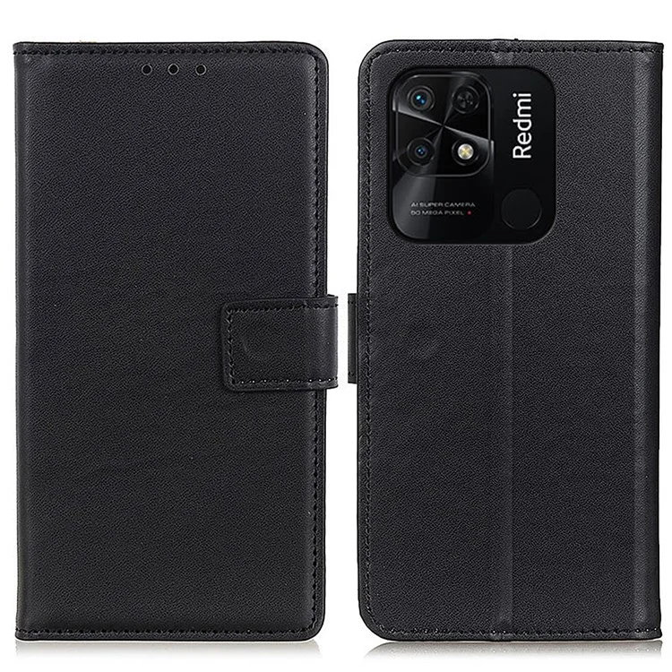 For Xiaomi Redmi 10C 4G PU Leather Case Wallet Stand All-Round Protection Phone Cover - Black