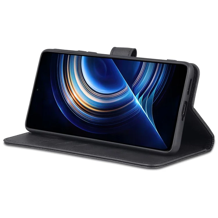 AZNS Para Xiaomi Redmi K50/K50 Pro PU PU Catura de Catura de Catura Dobrável Tampa de Proteção Completa - Preto