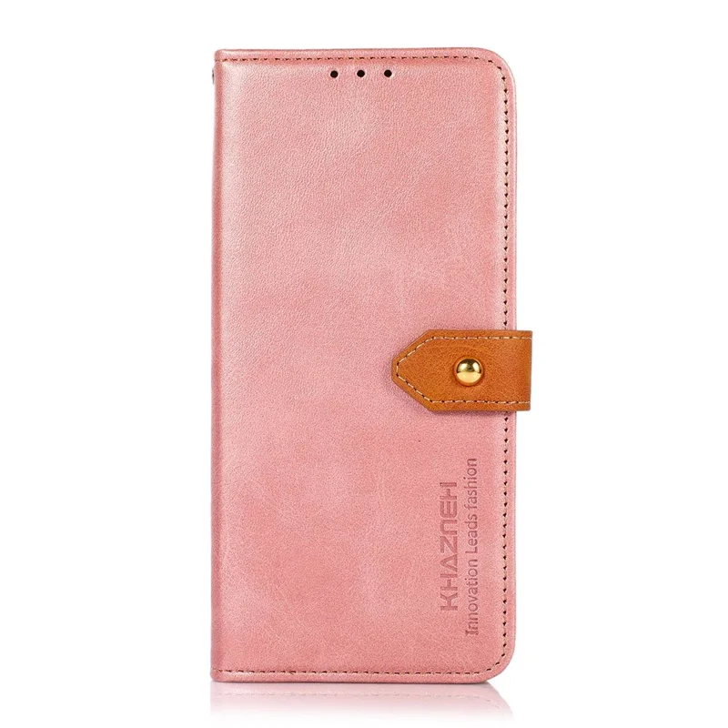 KHAZNEH Funda de Teléfono de Cuero para Xiaomi Redmi 10C, Hebilla Magnética Dorada Cartera Soporte de Libro a Prueba de Golpes Funda Interior de TPU - Oro Rosa