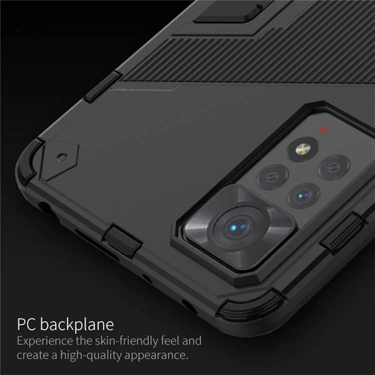 Pour Xiaomi Redmi Note 12 Pro 4G / 11 Pro 4G (MediaTek) / Note 11 Pro 5G (Qualcomm) Coque de téléphone rigide PC + TPU souple avec support - Noir