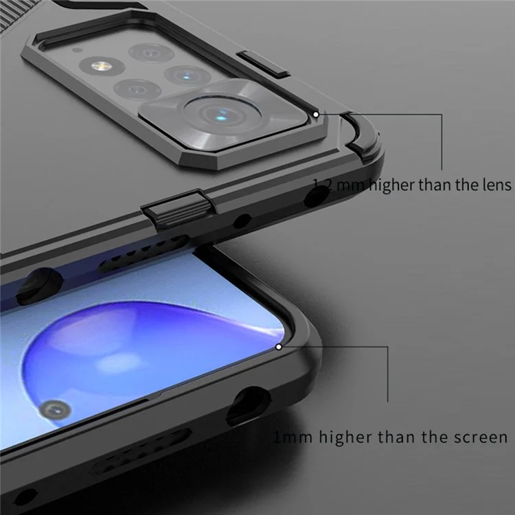 Pour Xiaomi Redmi Note 12 Pro 4G / 11 Pro 4G (MediaTek) / Note 11 Pro 5G (Qualcomm) Coque de téléphone rigide PC + TPU souple avec support - Noir