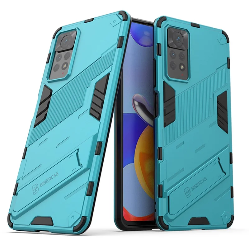 For Xiaomi Redmi Note 12 Pro 4G / 11 Pro 4G (MediaTek) / Note 11 Pro 5G (Qualcomm) Hard PC + Soft TPU Kickstand Phone Case - Baby Blue