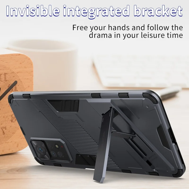 For Xiaomi Redmi Note 12 Pro 4G / 11 Pro 4G (MediaTek) / Note 11 Pro 5G (Qualcomm) Hard PC + Soft TPU Kickstand Phone Case - White