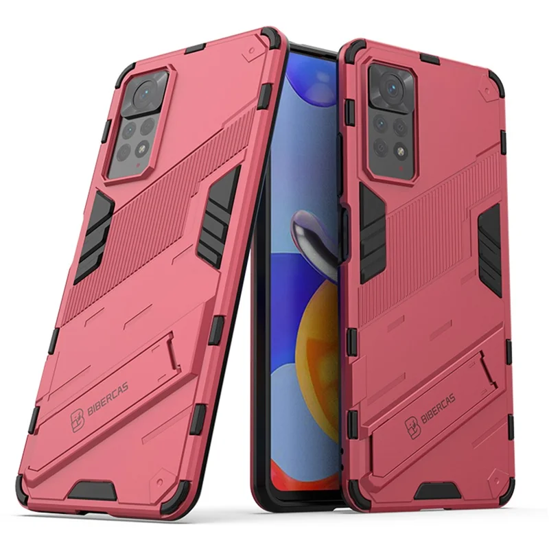 For Xiaomi Redmi Note 12 Pro 4G / 11 Pro 4G (MediaTek) / Note 11 Pro 5G (Qualcomm) Hard PC + Soft TPU Kickstand Phone Case - Rose