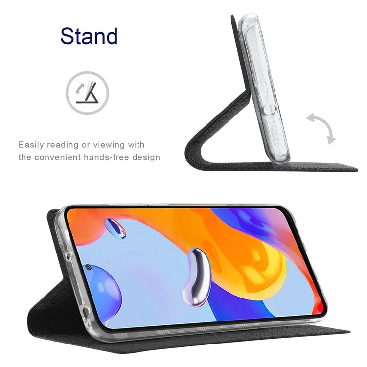 VILI Dmx-serie Für Xiaomi Redmi Note 11 Pro 5G (Qualcomm)/Note 11 Pro 4G (mediatek) PU Leder Anti-drop-schutzständer Telefonhülle Mit Kartenhalter - Schwarz