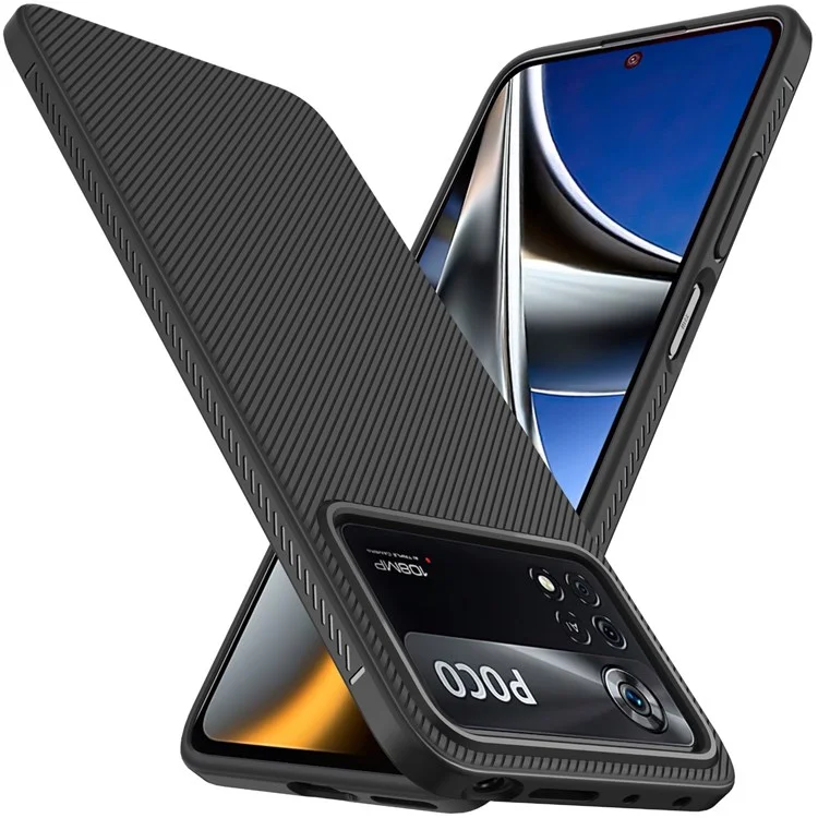 Per Xiaomi Poco X4 Pro 5G Jazz Series Twill Texture Phone Case Flessibile TPU Anti-Scivolo Anti-Graffio Copertura - Nero