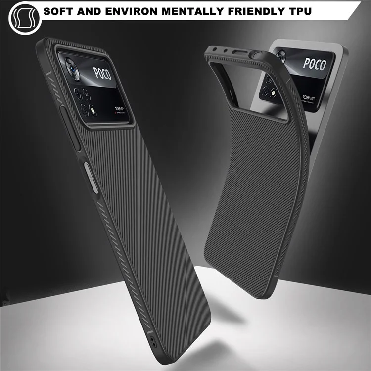 Per Xiaomi Poco X4 Pro 5G Jazz Series Twill Texture Phone Case Flessibile TPU Anti-Scivolo Anti-Graffio Copertura - Nero