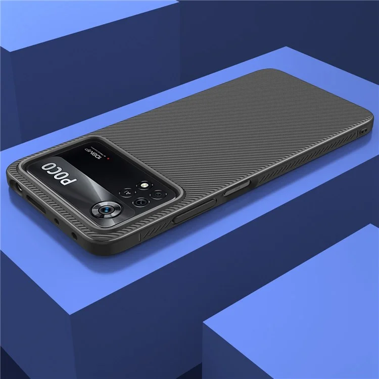 Per Xiaomi Poco X4 Pro 5G Jazz Series Twill Texture Phone Case Flessibile TPU Anti-Scivolo Anti-Graffio Copertura - Nero