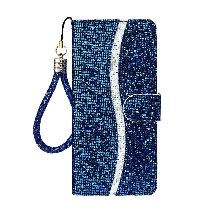 Для Xiaomi Redmi Note 11 Pro 5G (Qualcomm) / Redmi Note 11 Pro 4G (Mediatek) Модные Блестящие Блестки Sequins PU Кожаный Корпус Сотовой Связи Со Стендом Бумажника - Синий