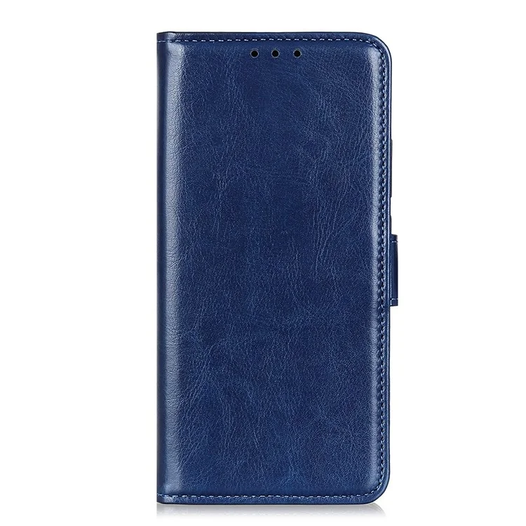 Capa de Telefone Texturizada de Crazy Horse para Xiaomi Redmi 10C, Capa de Carteira de Couro PU Anti-Arranhões com Suporte - Azul